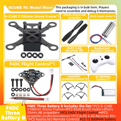 B-CUBE X100 Drone Frame Kit Carbon Fiber Racing Drone Quadcopter INAV Beatflight F4DC Ardupilot Flight Control