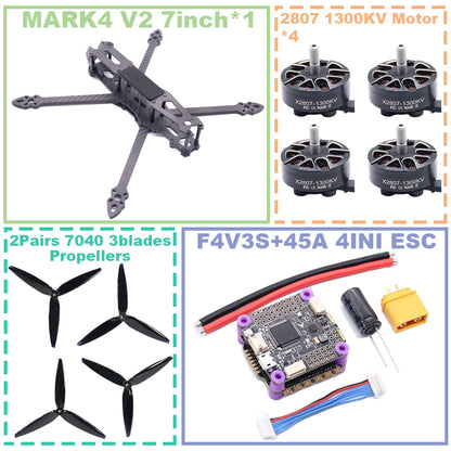 B-CUBE MARK4 V2 7-inch F4V3S/F4V3S PLUS Flight Control 45/60A 4INI ESC rack drone FPV carbon fiber PV Racing Drone Quadcopter Freestyle
