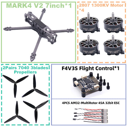 B-CUBE MARK4 V2 7-inch F4V3S/F4V3S PLUS Flight Control 45/60A 4INI ESC rack drone FPV carbon fiber PV Racing Drone Quadcopter Freestyle