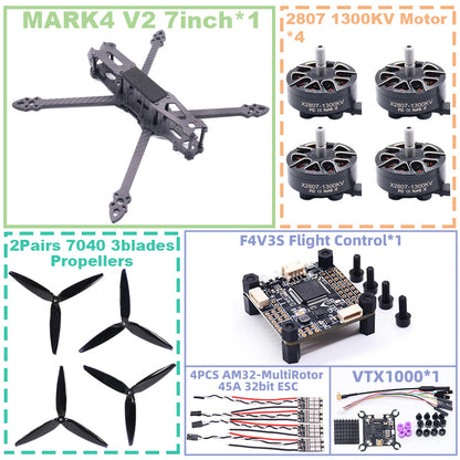 B-CUBE MARK4 V2 7-inch F4V3S/F4V3S PLUS Flight Control 45/60A 4INI ESC rack drone FPV carbon fiber PV Racing Drone Quadcopter Freestyle