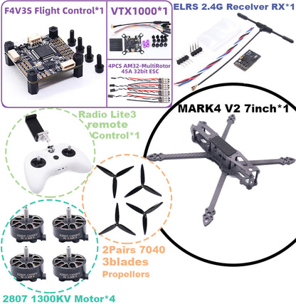 B-CUBE MARK4 V2 7-inch F4V3S/F4V3S PLUS Flight Control 45/60A 4INI ESC rack drone FPV carbon fiber PV Racing Drone Quadcopter Freestyle