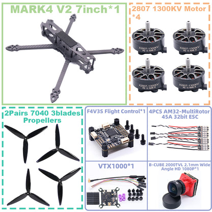 B-CUBE MARK4 V2 7-inch F4V3S/F4V3S PLUS Flight Control 45/60A 4INI ESC rack drone FPV carbon fiber PV Racing Drone Quadcopter Freestyle