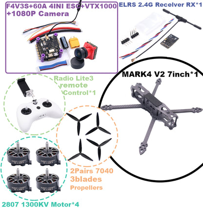 B-CUBE MARK4 V2 7-inch F4V3S/F4V3S PLUS Flight Control 45/60A 4INI ESC rack drone FPV carbon fiber PV Racing Drone Quadcopter Freestyle