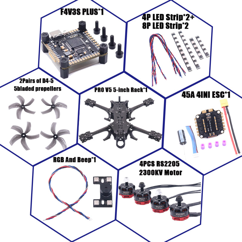 B-CUBE PRO V5 5inch FPV Drone Frame Kit Carbon Fiber Racing Quadcopter Freestyle INAV Beatflight F722 Ardupilot Flight Control