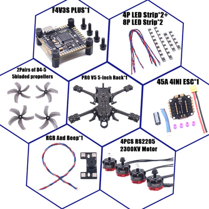 B-CUBE PRO V5 5inch FPV Drone Frame Kit Carbon Fiber Racing Quadcopter Freestyle INAV Beatflight F722 Ardupilot Flight Control