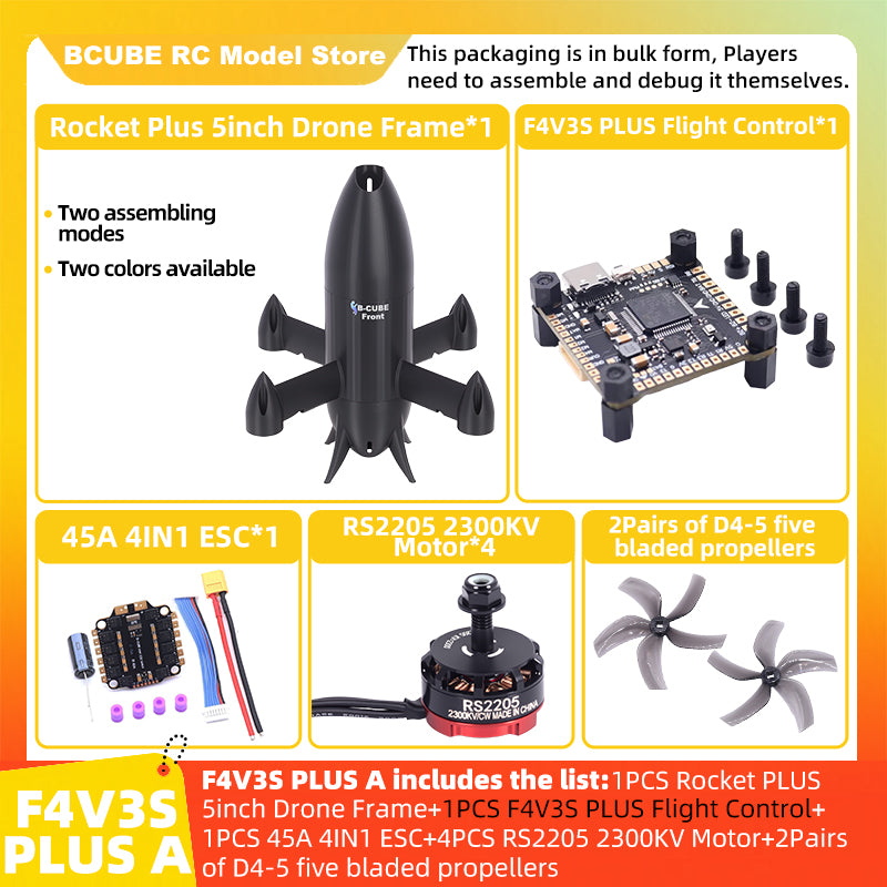 B-CUBE Rocket PLUS 5inch FPV Drone Frame Kit Carbon Fiber Racing Quadcopter Freestyle INAV Beatflight F722 Ardupilot Flight Control