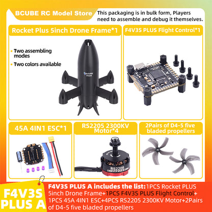 B-CUBE Rocket PLUS 5inch FPV Drone Frame Kit Carbon Fiber Racing Quadcopter Freestyle INAV Beatflight F722 Ardupilot Flight Control