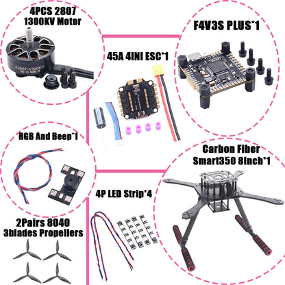 B-CUBE Smart330 350 7/8inch FPV Drone Frame Kit Carbon Fiber Racing Quadcopter Freestyle INAV Beatflight F722 Flight Control