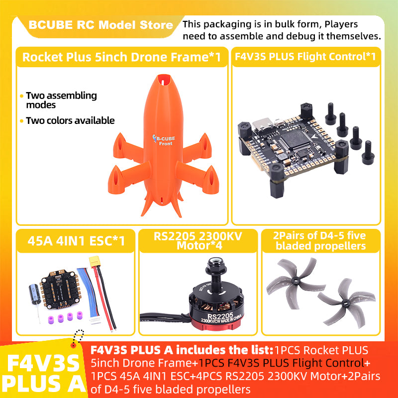 B-CUBE Rocket PLUS 5inch FPV Drone Frame Kit Carbon Fiber Racing Quadcopter Freestyle INAV Beatflight F722 Ardupilot Flight Control