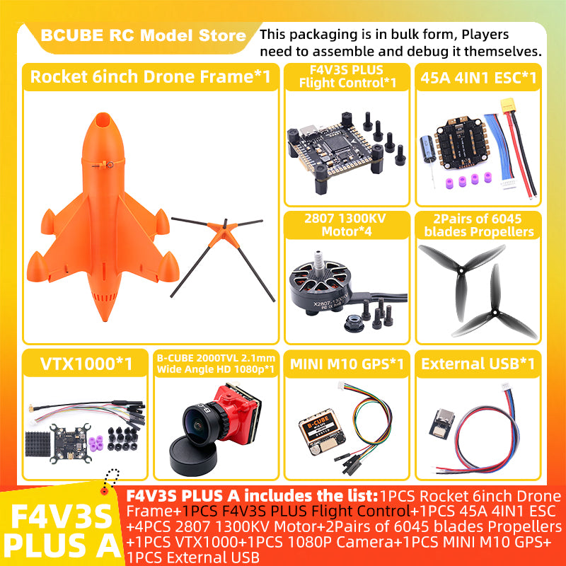 B-CUBE Rocket 6inch FPV Drone Frame Kit Carbon Fiber Racing Quadcopter Freestyle INAV Beatflight F4 F745 H743 Ardupilot Flight Control