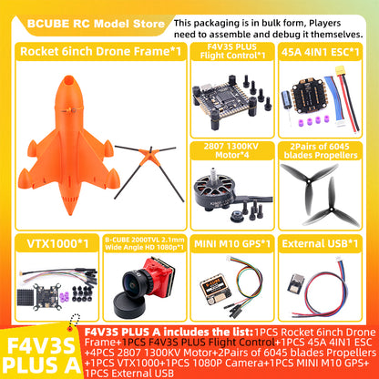 B-CUBE Rocket 6inch FPV Drone Frame Kit Carbon Fiber Racing Quadcopter Freestyle INAV Beatflight F4 F745 H743 Ardupilot Flight Control