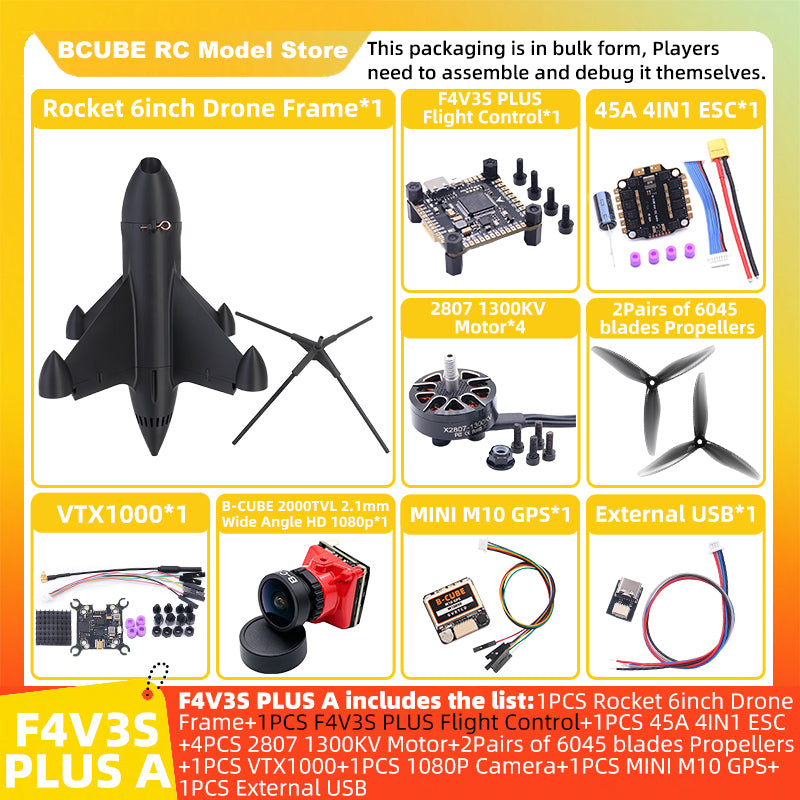 B-CUBE Rocket 6inch FPV Drone Frame Kit Carbon Fiber Racing Quadcopter Freestyle INAV Beatflight F4 F745 H743 Ardupilot Flight Control