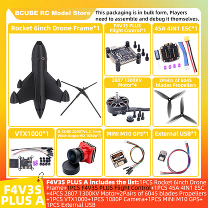 B-CUBE Rocket 6inch FPV Drone Frame Kit Carbon Fiber Racing Quadcopter Freestyle INAV Beatflight F4 F745 H743 Ardupilot Flight Control