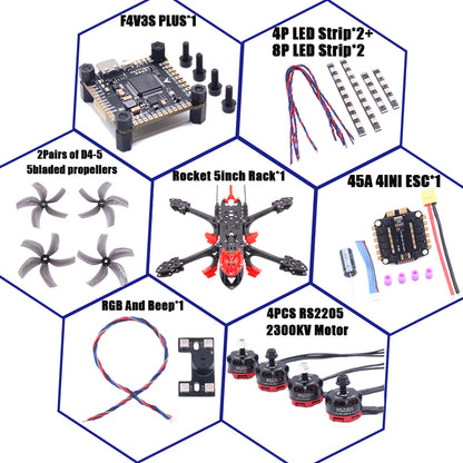 B-CUBE Rocket 5inch FPV Drone Frame Kit Carbon Fiber Racing Quadcopter Freestyle INAV Beatflight F722 Ardupilot Flight Control