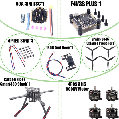 B-CUBE Smart380 450 9/10inch FPV Drone Frame Kit Carbon Fiber Racing Quadcopter Freestyle INAV Beatflight F722 Flight Control