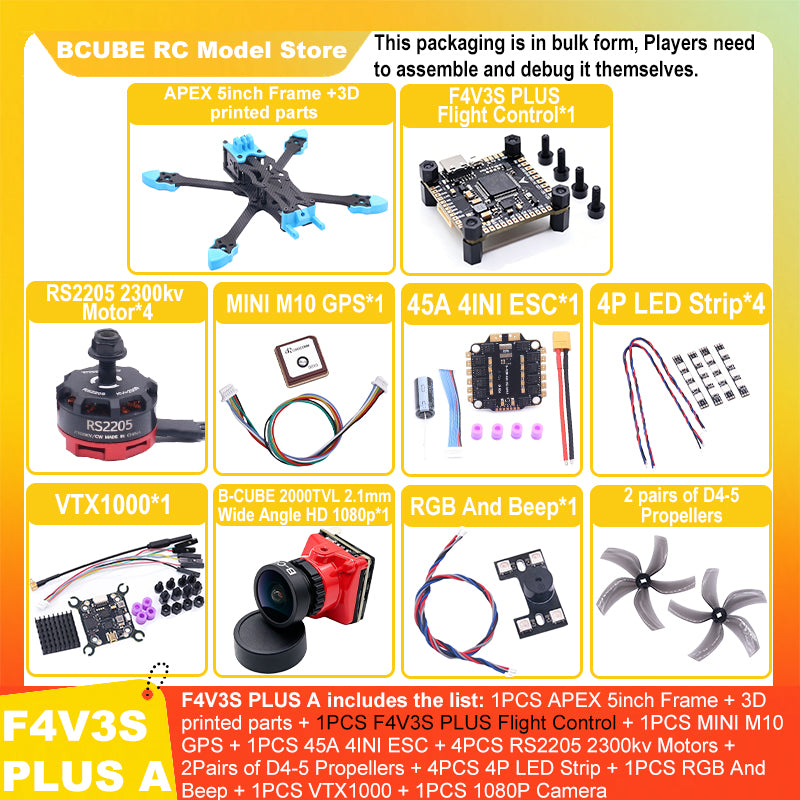 B-CUBE APEX 5inch FPV Drone Frame Kit Carbon Fiber Racing Drone Quadcopter Freestyle INAV Beatflight F722 M10 GPS Flight Control
