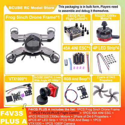 B-CUBE Frog 5inch FPV Drone Frame Kit Carbon Fiber Racing Drone Quadcopter Freestyle INAV Beatflight F722 M10 GPS Flight Control