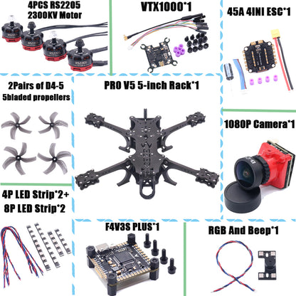 B-CUBE PRO V5 5inch FPV Drone Frame Kit Carbon Fiber Racing Quadcopter Freestyle INAV Beatflight F722 Ardupilot Flight Control