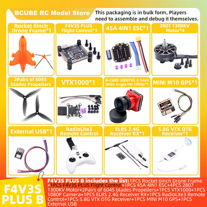 B-CUBE Rocket 6inch FPV Drone Frame Kit Carbon Fiber Racing Quadcopter Freestyle INAV Beatflight F4 F745 H743 Ardupilot Flight Control
