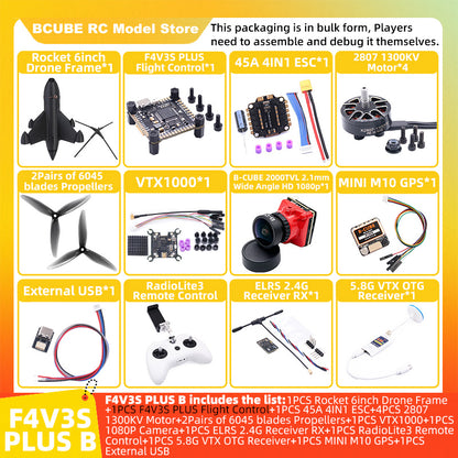B-CUBE Rocket 6inch FPV Drone Frame Kit Carbon Fiber Racing Quadcopter Freestyle INAV Beatflight F4 F745 H743 Ardupilot Flight Control