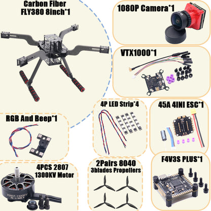 B-CUBE Open Source New Smart Drone FLY350 380MM F722 Quadrotor Rack RC Multicopter Multi-Rotor With Landing Gear Betaflight
