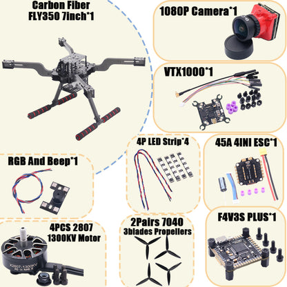 B-CUBE Open Source New Smart Drone FLY350 380MM F722 Quadrotor Rack RC Multicopter Multi-Rotor With Landing Gear Betaflight