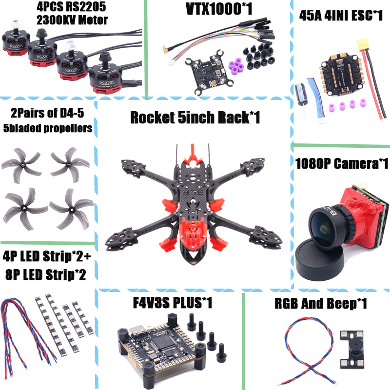 B-CUBE Rocket 5inch FPV Drone Frame Kit Carbon Fiber Racing Quadcopter Freestyle INAV Beatflight F722 Ardupilot Flight Control