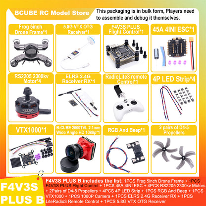 B-CUBE Frog 5inch FPV Drone Frame Kit Carbon Fiber Racing Drone Quadcopter Freestyle INAV Beatflight F722 M10 GPS Flight Control