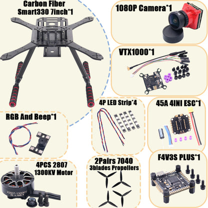 B-CUBE Smart330 350 7/8inch FPV Drone Frame Kit Carbon Fiber Racing Quadcopter Freestyle INAV Beatflight F722 Flight Control