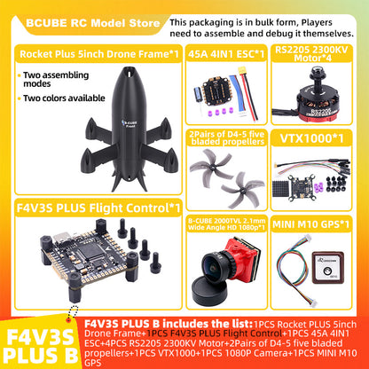B-CUBE Rocket PLUS 5inch FPV Drone Frame Kit Carbon Fiber Racing Quadcopter Freestyle INAV Beatflight F722 Ardupilot Flight Control