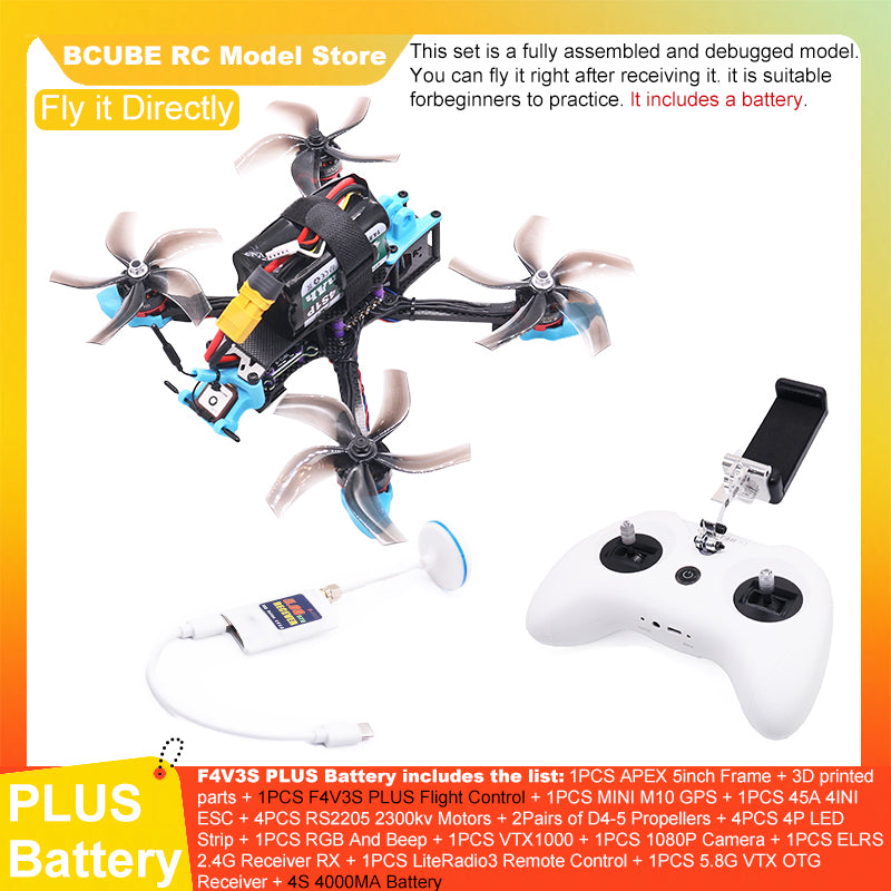 B-CUBE APEX 5inch FPV Drone Frame Kit Carbon Fiber Racing Drone Quadcopter Freestyle INAV Beatflight F722 M10 GPS Flight Control