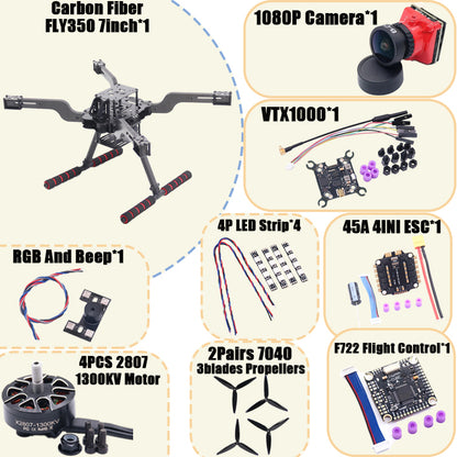 B-CUBE Open Source New Smart Drone FLY350 380MM F722 Quadrotor Rack RC Multicopter Multi-Rotor With Landing Gear Betaflight