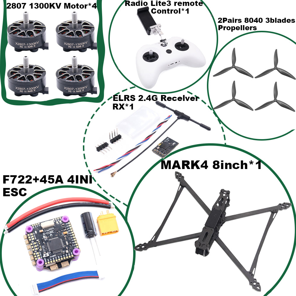 B-CUBE MARK4 V2 8/9/10inch F722 Flight Control 45/60A 4INI ESC rack drone FPV carbon fiber PV Racing Drone Quadcopter Freestyle