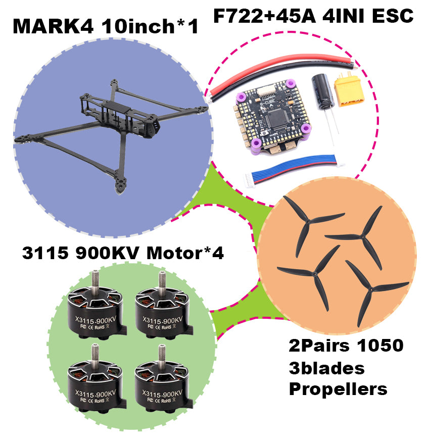 B-CUBE MARK4 V2 8/9/10inch F722 Flight Control 45/60A 4INI ESC rack drone FPV carbon fiber PV Racing Drone Quadcopter Freestyle