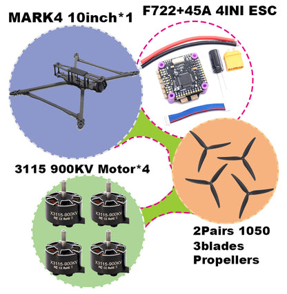 B-CUBE MARK4 V2 8/9/10inch F722 Flight Control 45/60A 4INI ESC rack drone FPV carbon fiber PV Racing Drone Quadcopter Freestyle