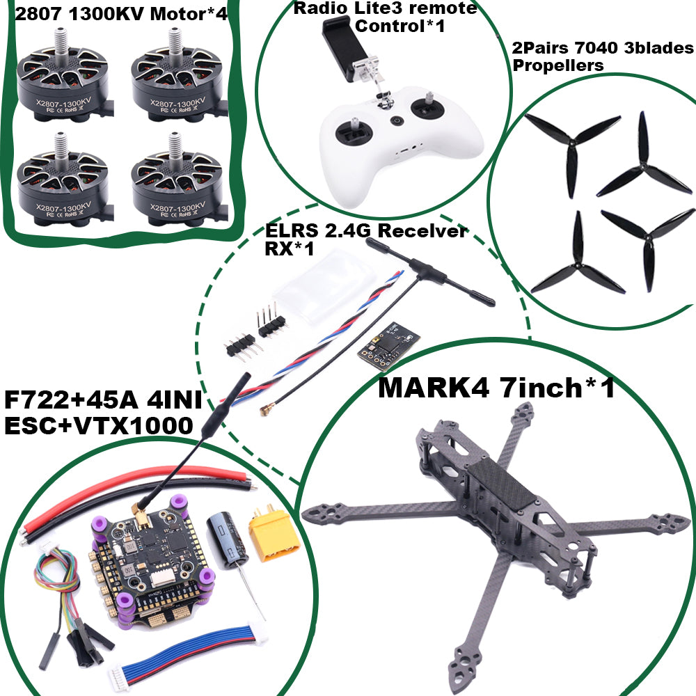 B-CUBE MARK4 V2 7inch F722 Flight Control 45/60A 4INI ESC rack drone FPV carbon fiber PV Racing Drone Quadcopter Freestyle