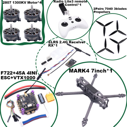 B-CUBE MARK4 V2 7inch F722 Flight Control 45/60A 4INI ESC rack drone FPV carbon fiber PV Racing Drone Quadcopter Freestyle