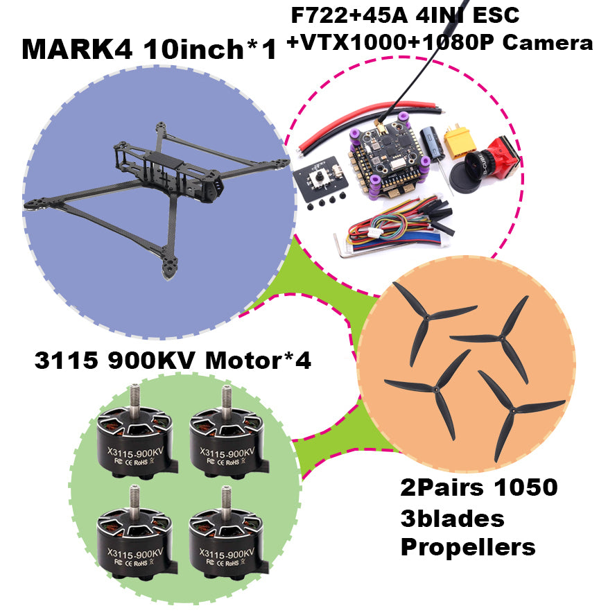 B-CUBE MARK4 V2 8/9/10inch F722 Flight Control 45/60A 4INI ESC rack drone FPV carbon fiber PV Racing Drone Quadcopter Freestyle
