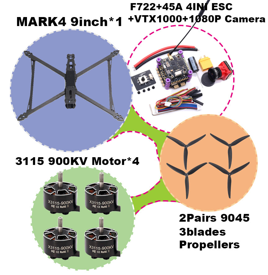 B-CUBE MARK4 V2 8/9/10inch F722 Flight Control 45/60A 4INI ESC rack drone FPV carbon fiber PV Racing Drone Quadcopter Freestyle
