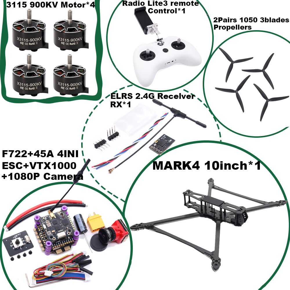 B-CUBE MARK4 V2 8/9/10inch F722 Flight Control 45/60A 4INI ESC rack drone FPV carbon fiber PV Racing Drone Quadcopter Freestyle