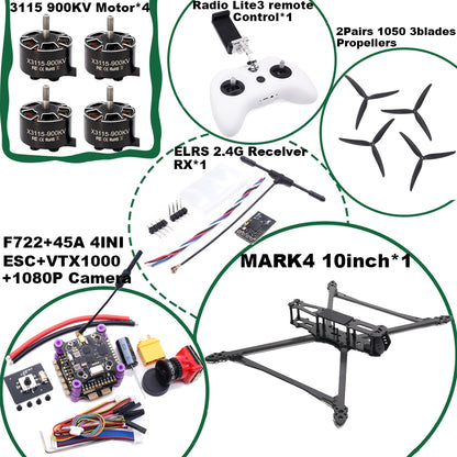 B-CUBE MARK4 V2 8/9/10inch F722 Flight Control 45/60A 4INI ESC rack drone FPV carbon fiber PV Racing Drone Quadcopter Freestyle