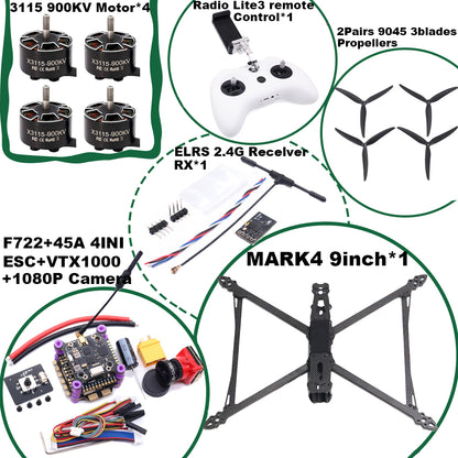 B-CUBE MARK4 V2 8/9/10inch F722 Flight Control 45/60A 4INI ESC rack drone FPV carbon fiber PV Racing Drone Quadcopter Freestyle