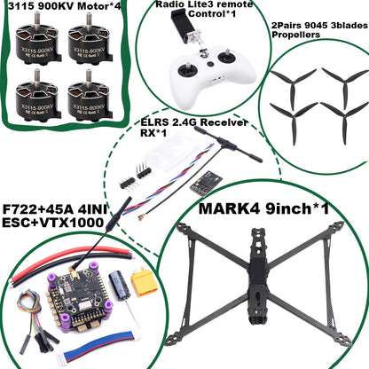 B-CUBE MARK4 V2 8/9/10inch F722 Flight Control 45/60A 4INI ESC rack drone FPV carbon fiber PV Racing Drone Quadcopter Freestyle
