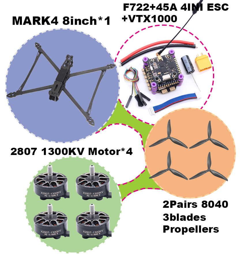 B-CUBE MARK4 V2 8/9/10inch F722 Flight Control 45/60A 4INI ESC rack drone FPV carbon fiber PV Racing Drone Quadcopter Freestyle