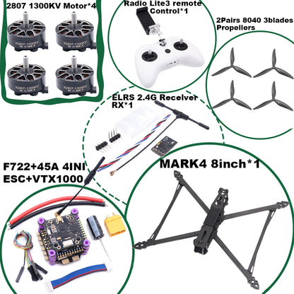 B-CUBE MARK4 V2 8/9/10inch F722 Flight Control 45/60A 4INI ESC rack drone FPV carbon fiber PV Racing Drone Quadcopter Freestyle