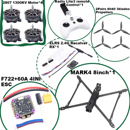 B-CUBE MARK4 V2 8/9/10inch F722 Flight Control 45/60A 4INI ESC rack drone FPV carbon fiber PV Racing Drone Quadcopter Freestyle