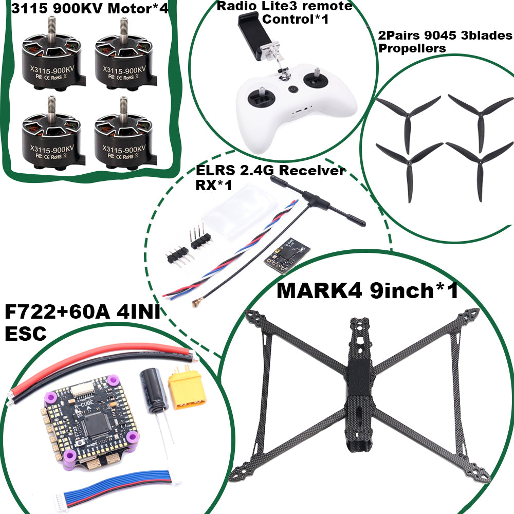 B-CUBE MARK4 V2 8/9/10inch F722 Flight Control 45/60A 4INI ESC rack drone FPV carbon fiber PV Racing Drone Quadcopter Freestyle