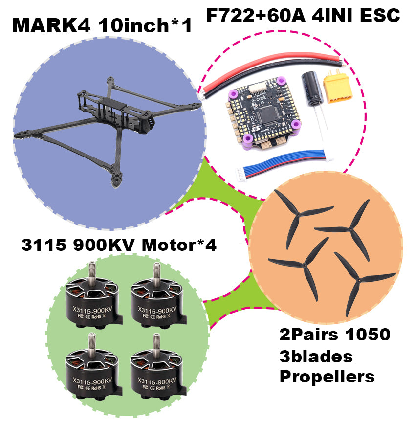 B-CUBE MARK4 V2 8/9/10inch F722 Flight Control 45/60A 4INI ESC rack drone FPV carbon fiber PV Racing Drone Quadcopter Freestyle