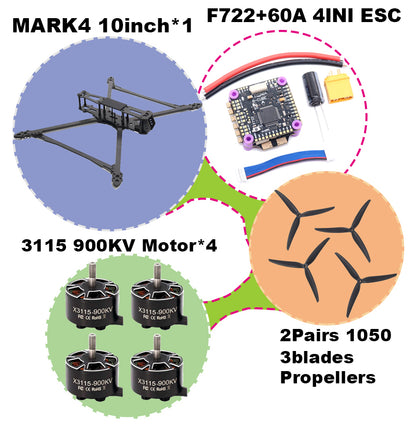 B-CUBE MARK4 V2 8/9/10inch F722 Flight Control 45/60A 4INI ESC rack drone FPV carbon fiber PV Racing Drone Quadcopter Freestyle