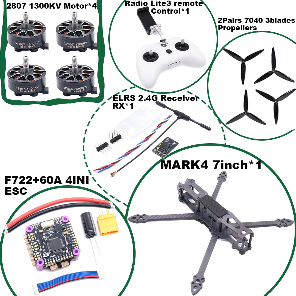 B-CUBE MARK4 V2 7inch F722 Flight Control 45/60A 4INI ESC rack drone FPV carbon fiber PV Racing Drone Quadcopter Freestyle